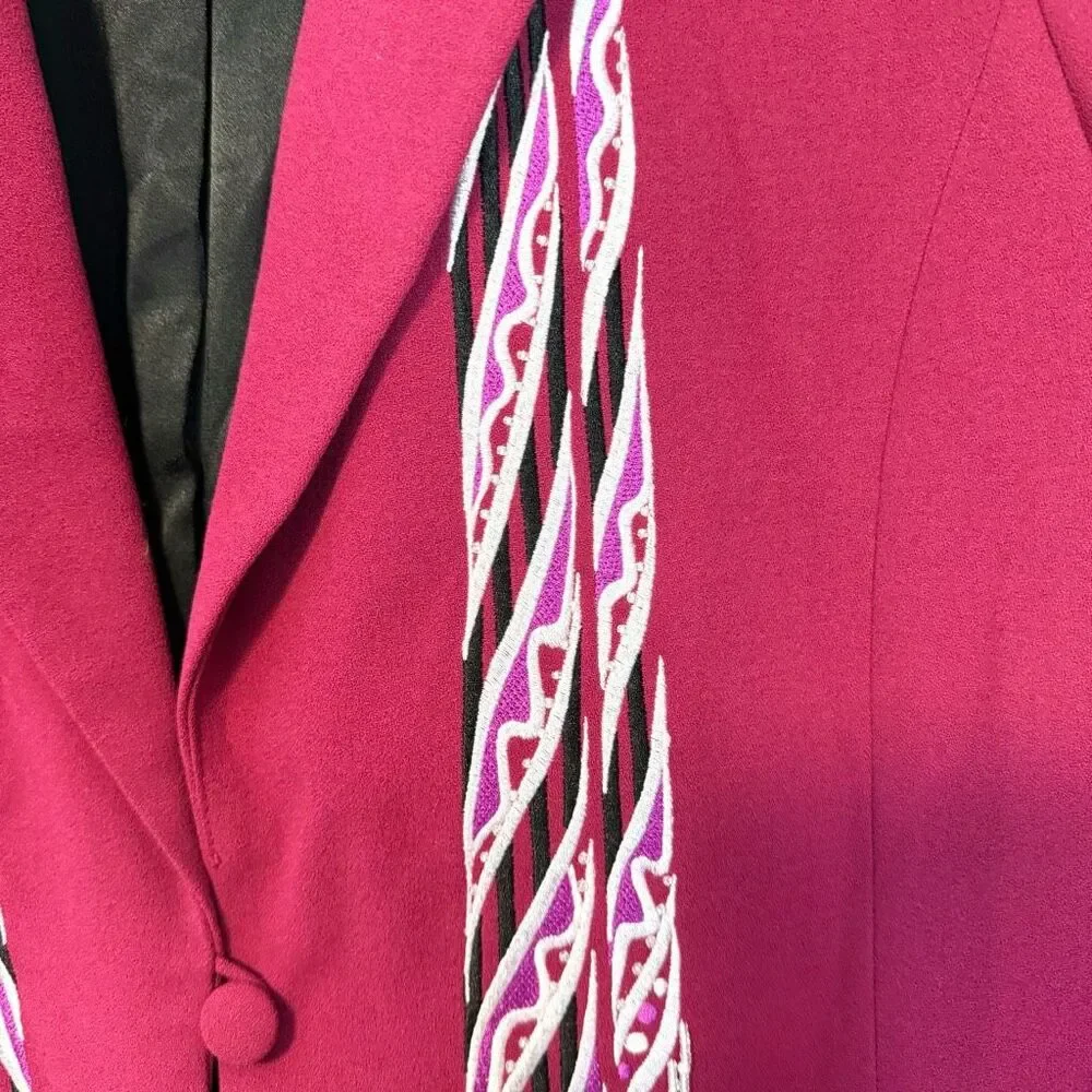 Bob Mackie Wearable Art Fuschia Beaded Blazer Size Medium - Picture 10 of 14